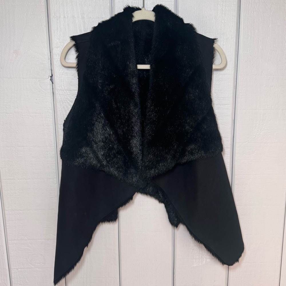 Vintage Black Faux Fur Vest